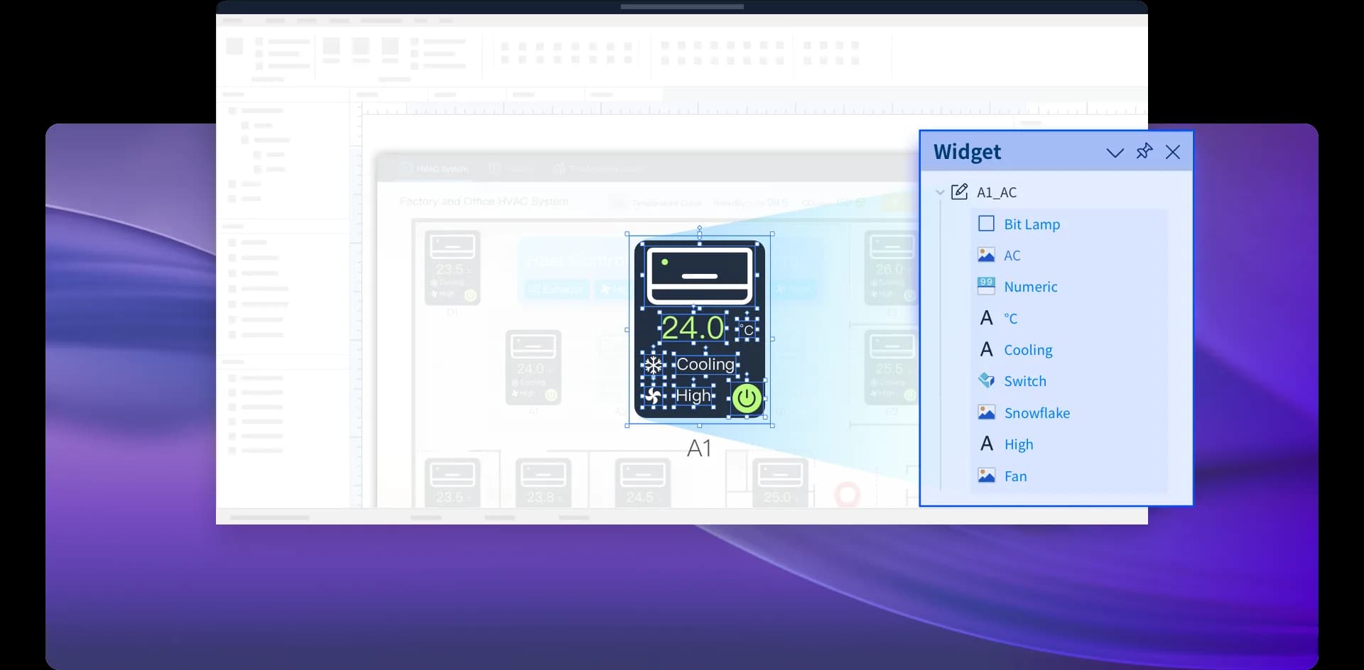 Interfața EasyBuilder X - widget